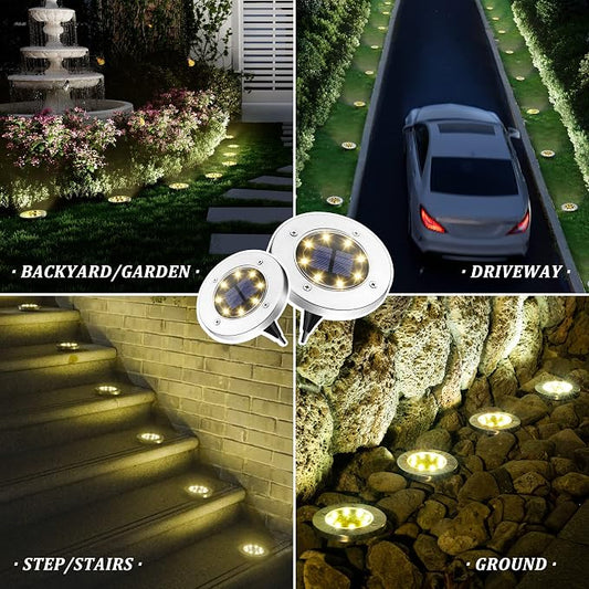 SOLPEX 20 Pack Solar Ground Lights Waterproof, Solar Powered Garden Lights, Landscape Lighting for Pathway Driveway Patio Backyard Walkway (Warm White)