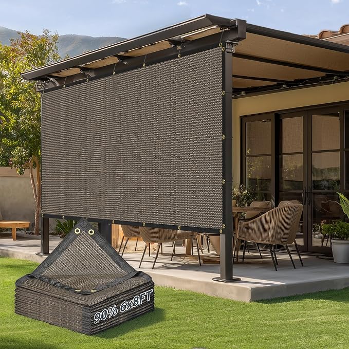 90% Sun Shade Cloth, Kesfitt 6x8FT Garden Shade Cover with Reinforced Grommets, Mesh Tarp Sun Privacy Screen for Greenhouse, Plant, Pergola, and Backyard Patio Sunshade
