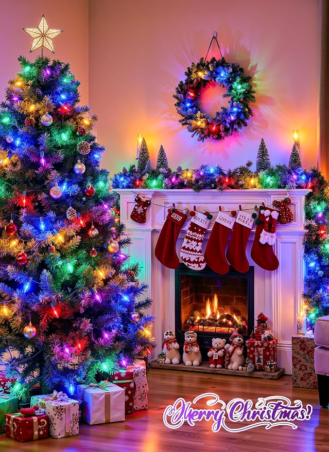 Vintage C9 LED Christmas Lights Outdoor, 100 Ft C9 String with 100 Shatterproof Colorful Bulbs, Waterproof Connectable Christmas Tree Lights for Roofline Holiday Garden Party Xmas Decorations