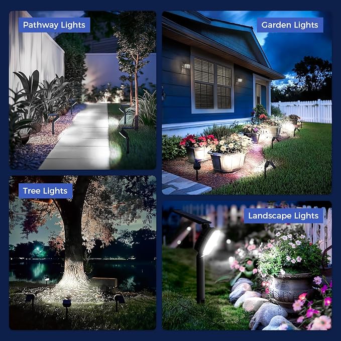 Solar Spot Lights Outdoor Waterproof IP65, 3 Modes Solar Lights Outdoor 35 LED Landscape Lighting, Spot Uplights for Flag Tree Garden Yard House Backyard, 2 Pack Cold White(6000K)