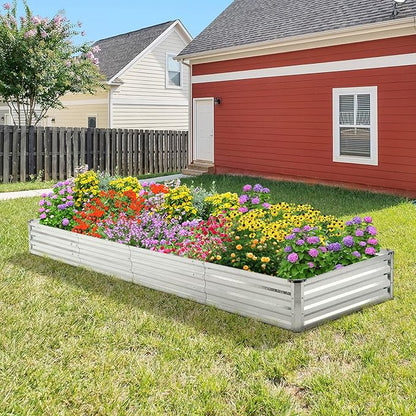 Mofesun Galvanized Raised Garden Bed 2pcs Pack - Metal Raised Bed Garden Kit 4'x8'x1' for Flower Planters, Vegetables Herb