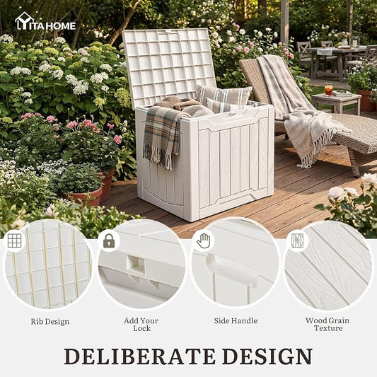 YITAHOME 31 Gallon Deck Boxes Set of 2 | Lockable Outdoor Storage Bins for Patio Cushions, Garden Tools, Weather-Resistant Resin Storage Solution, White