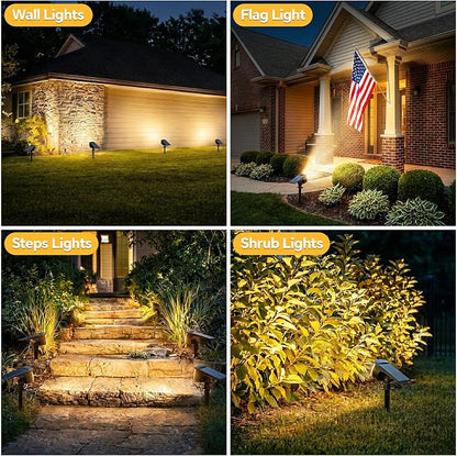 Solar Spot Lights Outdoor, 4 Pack 58 LED Solar Landscape Spotlights, Auto On/Off 3 Lighting Modes, 2-in-1 IP65 Waterproof Solar Landscape Lights for Yard Garden Pathway Tree