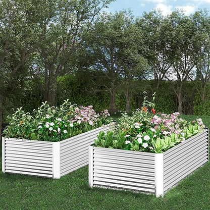 3pcs Tall Galvanized Raised Garden Bed Outdoor,Steel Garden Bed for Vegetables,Above Ground Garden Box for Flower,Metal Raised Beds for Gardening - 4x2x1.5ft