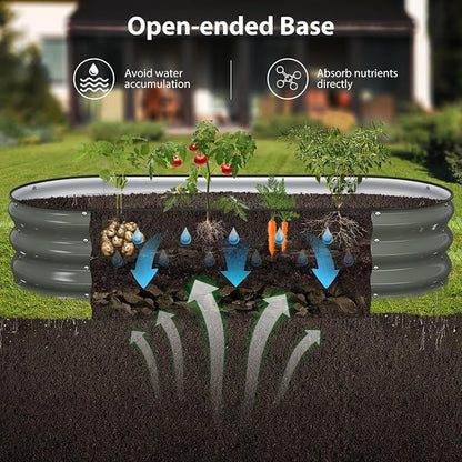 Winpull Raised Garden Bed Kit, 5x2x1 ft Galvanized Planter Box Outdoor with Safety Edging, Large Metal Raised Beds for Gardening Vegetables Flower Fruits (Volcanic Ash)