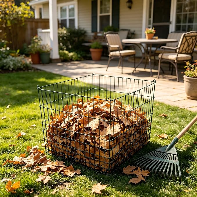 Garden Wire Compost Bin 36x36x30 inches, Green, Garden Bed Fencing