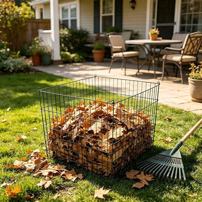 Garden Wire Compost Bin 36x36x30 inches, Green, Garden Bed Fencing