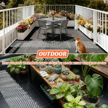 2 Pack Transparent 6.5ft Cat Scat Mat with Soft Spikes, 13ft Clear Cat Deterrent Strips for Sofa, Windowsills, Balcony & Garden, Cuttable Indoor/Outdoor Pet Repellent Mats, 78" x 11" Each
