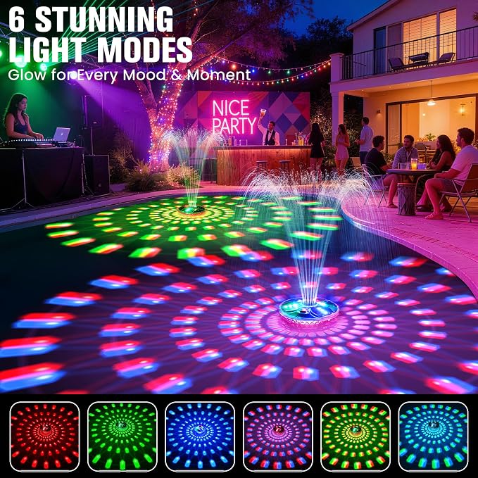 Rechargeable Pool Fountain with Remote,8000mAh Floating LED Pool Fountain with Light,Above Ground Pool Water Fountain Pump,Outdoor Swimming Pool Sprinkler Fountains for Inground Pool Decor-PearlWhite