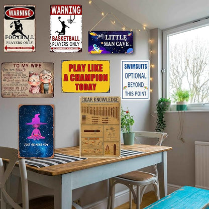 Football Tin Sign Football Decor Gifts For Boys 8-12 Football Posters For Boys Kids Bedroom Stuff Wall Signs Warning Football Players Only All Others Will Be Struck Out 12x8 Inches
