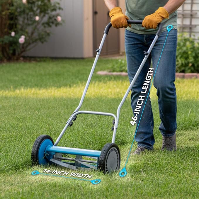 American Lawn Mower 2205-14 14-Inch 5-Blade Reel Lawn Mower, U-Handle