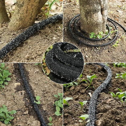 Soaker Hose 100 FT for Garden with 1/2" Diameter Irrigation Hose Save 70% of Water Solid Brass Interface Eminently Suitable for Lawn and Garden Bed Cover