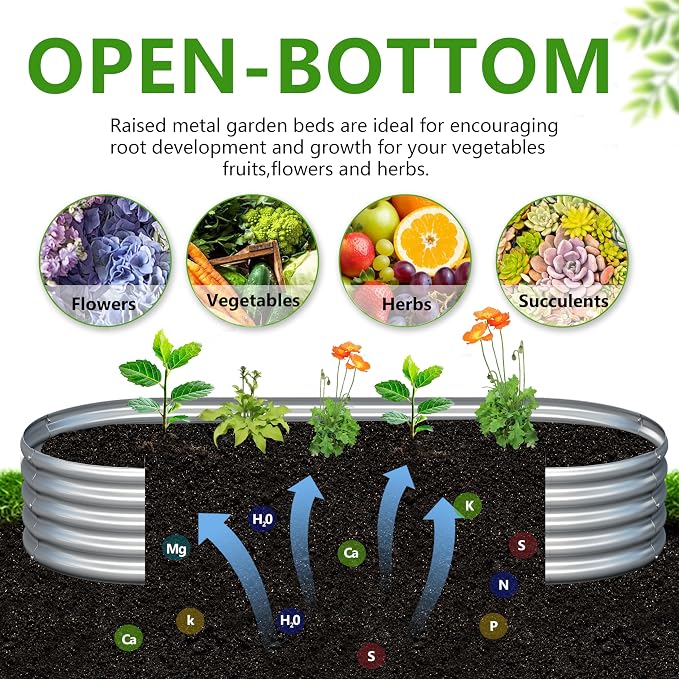 2PCS 8x4x1ft Galvanized Metal Raised Garden Bed Kit,Outdoor Planter Box Vegetables,Flowers,Herbs Durable Rust-Resistant Patio Gardening Beds