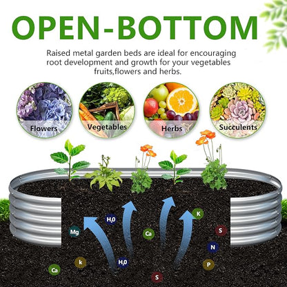 2PCS 8x4x1ft Galvanized Metal Raised Garden Bed Kit,Outdoor Planter Box Vegetables,Flowers,Herbs Durable Rust-Resistant Patio Gardening Beds