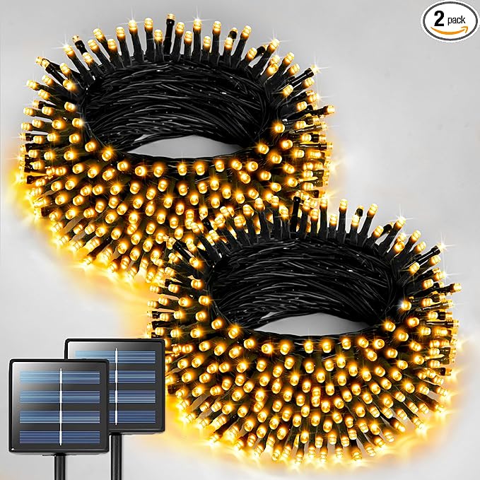 JMEXSUSS 2 Pack Solar String Lights Outdoor, Total 400LED 151FT, Warm White | Christmas Lights Outdoor Waterproof, 8 Modes Solar Powered String Lights for Outside Patio Yard Tree Christmas Decorations