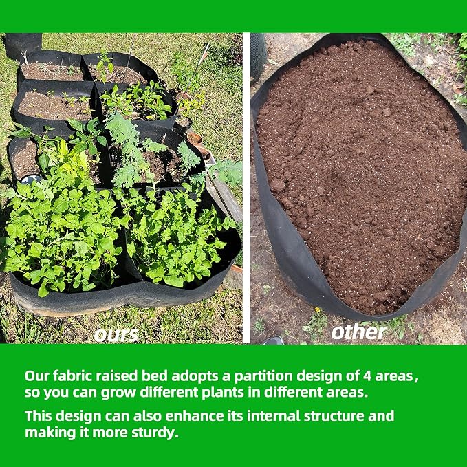 CJGQ Fabric Raised Garden Beds Outdoor, 3Pack 2X2 Ft 4 Grids Plant Grow Bags, Vegetables Planter Raised Bed for Growing Potatoes Flowers, Square Plant Growing Container Bags for Outdoor