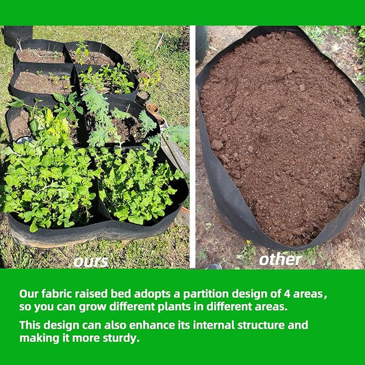 CJGQ Fabric Raised Garden Beds Outdoor, 2X2 Ft 4 Grids Plant Grow Bags,Vegetables Planter Raised Bed for Growing Potatoes Flowers, Square Plant Growing Container Bags for Outdoor Indoor