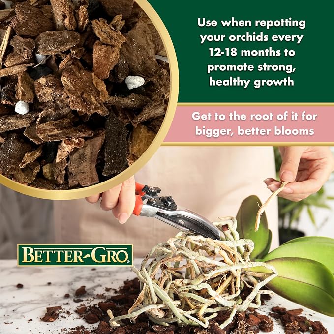 Better-Gro Special Orchid Mix - Premium Grade Orchid Bark Potting Mix for Potting, Repotting, Enhanced Drainage, Air Flow & Root Ventilation, for Phalaenopsis, Cattleyas, Dendrobiums, 8 Quarts