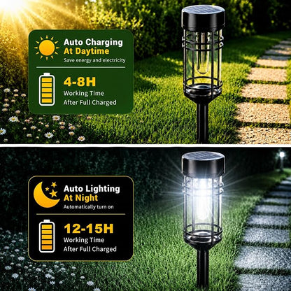 Amzarp 12 Pack Solar Garden Lights, Bright LED Solar Pathway Lights Outdoor IP65 Waterproof Rugged Shatterproof Auto On/Off for Landscape Garden Yard Walkway Driveway Lawn Lighting (6500K White Light)