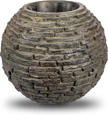 Aquascape Stacked Slate Sphere Water Fountain and Installation Kit for Yard, Landscape, and Garden, Small, 78249