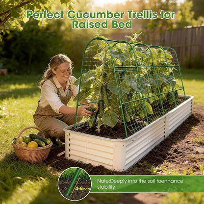 Cucumber Trellis for Raised Bed,U-Shape Garden Trellis for Climbing Plants Outdoor, Metal Arch Vegetables Trellis, Plant Support for Vine (Green, 63" Lx21.6 Wx47.2 H-Large)