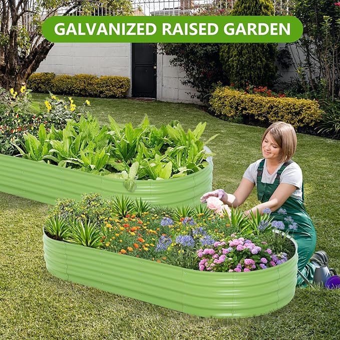 Galvanized Raised Garden Bed, 6x3x1 FT Thickening Planter Boxes Outdoor, Raised Beds for Gardening, Easy Assembly Large Garden Bed for Vegetables, Fruits, Flowers (Green, 2-Pack)