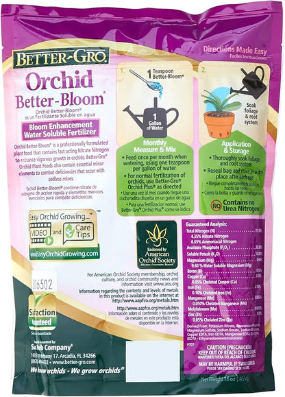 Sun Bulb Company 8305 Better Gro Orchid Plus Bloom Booster Fertilizer, 16-Ounce & 50000 Better Gro Special Orchid Mix, 4-Quart