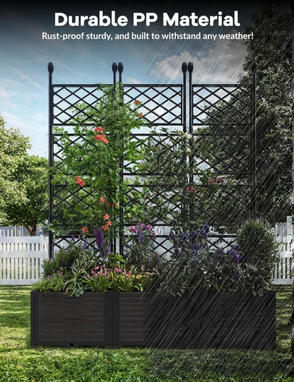 Planter Box WithTrellis,Planter Box for Climbing Plants/Vines,50x63In Garden Trellis,for Vegetables Flower, Planter Box for Backyard Patio Balcon