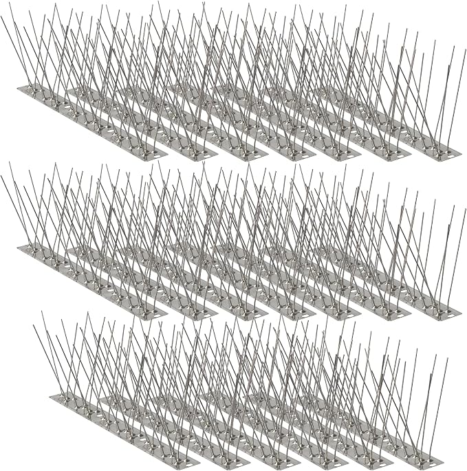 Bird Spikes,20Pcs,Stainless Steel Spikes with Base,Keep Woodpeckers Pigeon Raccoons Away,Anti Climb Spikes for Graden Patio Fence,16Ft