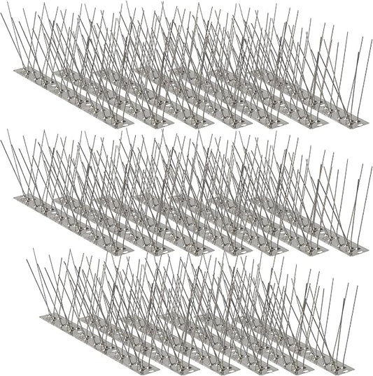 Bird Spikes,20Pcs,Stainless Steel Spikes with Base,Keep Woodpeckers Pigeon Raccoons Away,Anti Climb Spikes for Graden Patio Fence,16Ft