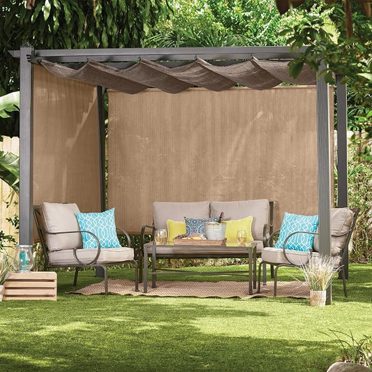 Coolaroo Outdoor Roller Shade with Wand - 90% UV Block Breathable Light Filtering Shade for Patio or Porch, Fade-Resistant, Easy-Clean Fabric, 8ft x 6ft, Southern Sunset