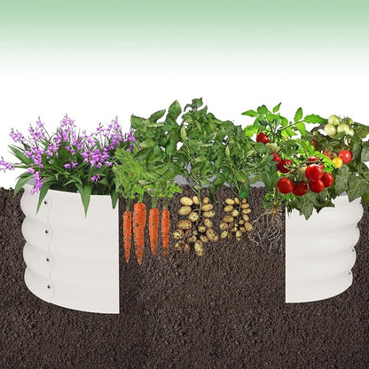 Garvee 2 Pack Galvanized Raised Garden Bed, Outdoor Planter Box with Open Base for Herbs, Veggies & Flowers. Rust-Resistant Raised Garden Beds, Ground-Connected Design for Deep Root Growth | Metal Planter Box Combines into 4 Circles, Open Base for Vegg...