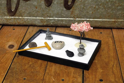 Nature's Mark, Mini Meditation Zen Garden Table Décor Kit with Accessories (8Lx5W Rectangle C)