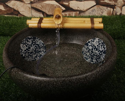Bamboo Water Fountain Medium 12 Inch Three Arm Style without Pump, Indoor or Outdoor Zen Garden Decor Fountain, Natural, Split Resistant Bamboo, Combine with Any Container to Create Your Own Fountaion