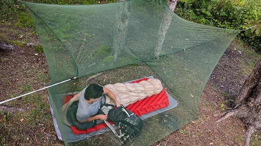 Coghlan's Double Rectangular Mosquito Net – Insect Protection for Camping, Hiking & Travel – Fits Two Sleeping Bags or Cots – Includes Setup Kit & Carry Bag – Green, 63” W x 78” L x 59” H