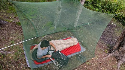 Coghlan's Double Rectangular Mosquito Net – Insect Protection for Camping, Hiking & Travel – Fits Two Sleeping Bags or Cots – Includes Setup Kit & Carry Bag – Green, 63” W x 78” L x 59” H