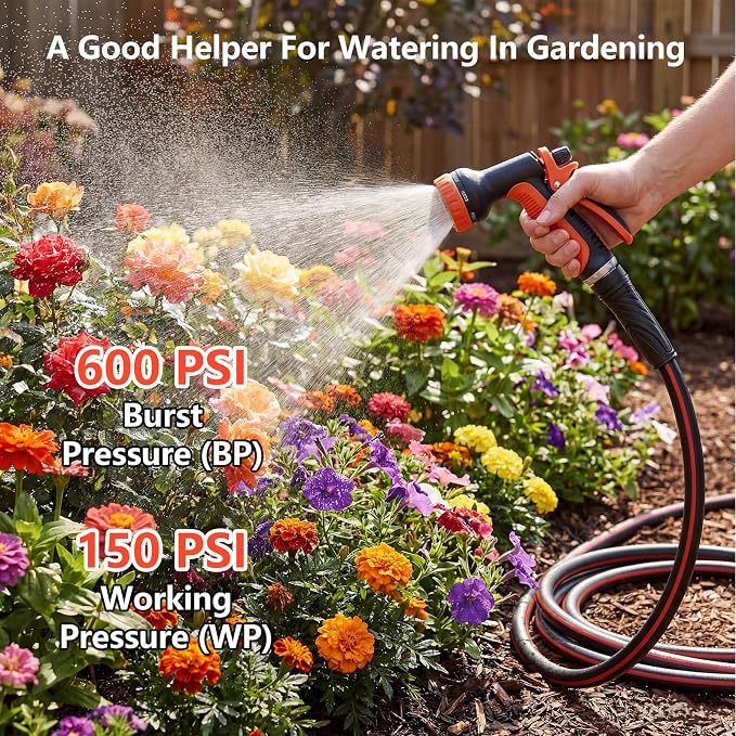 SheeChung Short Garden Hose 2ft x 5/8",Water Hose for Hose Reel Faucet,Lightweight Outdoor Hose with Handle,Flexible,Male to Female Fittings,Heavy Duty Small Leader Hose,3/4"GHT