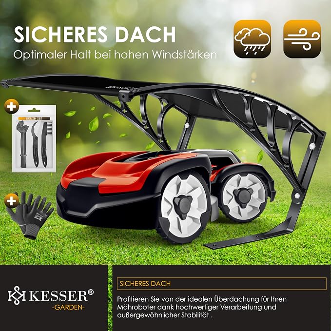 Kesser Mowing Robot Garage Roof Carport Roof for Lawn Mower Lawn Robot Car Owner Garden Weather-Resistant Mower Garage Including Mounting Material, Dimensions 82 x 103 x 47 cm