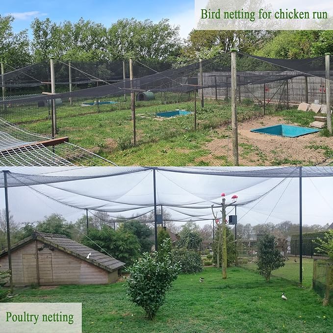 Bird Netting for Chicken Coop 50x50 Ft, 1" Mesh, Strong Woven Poultry Netting Roof Cover for Chicken Run, Heavy Duty Bird Net for Fruit Trees, Blueberry, Vegetables, Garden Protection