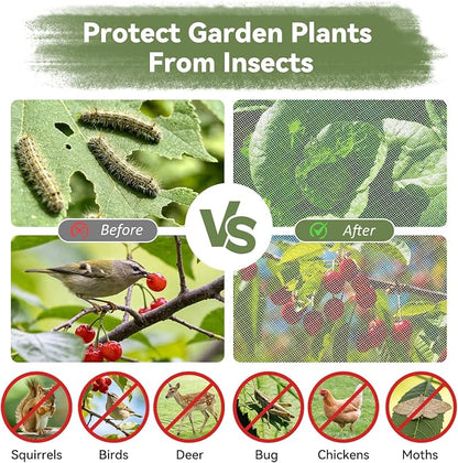 Garden Mesh Netting, 8 * 26 FT Ultra Fine Plant Netting Covers Pest Barrier Row Cover Net for Raised Beds Tree Protect Greenhouse Fruit Vegetable Flowers from Birds Bugs