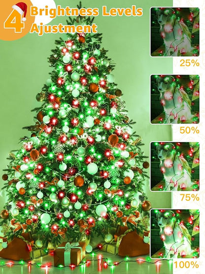 BrightChristmas 500 LED 164 FT Christmas Lights, Waterproof Outdoor String Lights with Remote and Timer, Christmas Tree Lights with 8 Modes Dimmable, Fairy Lights for Holiday Decor (Red and Green)
