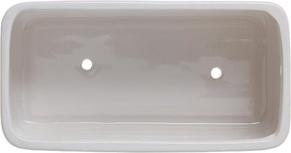 MyGift 10 Inch Modern Unglazed White Ceramic Indoor Plant Pot with Drainage Hole, Rectangular Succulent Planter Window Box with Removable Saucer, 1 Pack