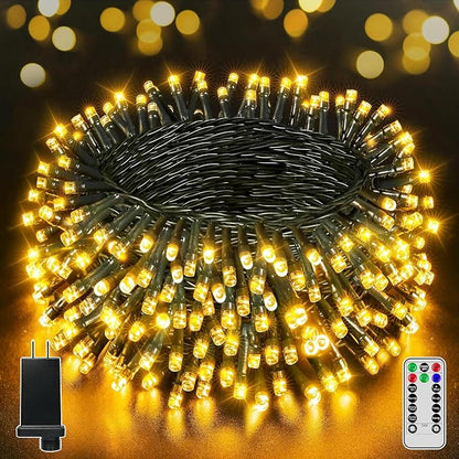 BrightChristmas 500 LED 164 FT Christmas Lights, Waterproof Outdoor String Lights with Remote and Timer, Christmas Tree Lights with 8 Modes Dimmable, Fairy Lights for Holiday Decor (Warm White)