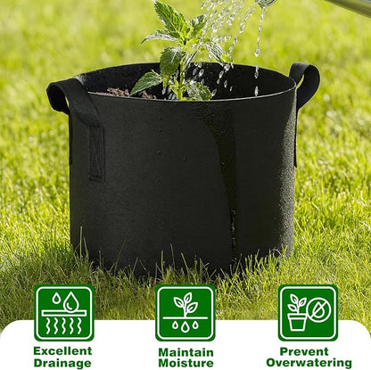 12-Pack 15 Gallon Grow Bags, Heavy Duty Fabric Pots with Handles, Reusable Plant Bags for Vegetable, Herbs & Flowers, BPA-Free, Breathable, Durable