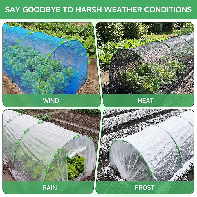 72 Pcs Garden Hoops for Raised beds, 12 Sets of 8 FT Rust-Free Fiberglass Support Greenhouse Hoops Grow Tunnel for Garden Netting Plant Shade Cloth Row Cover DIY Plant Support Garden Stakes