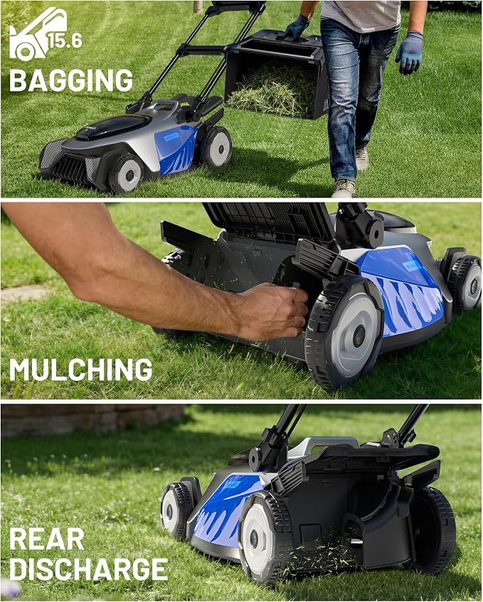 Litheli 21" Electric Lawn Mower Cordless, Self-Propelled Electric Mower with 40V Brushless Motor, Battery Powered Lawn Mower 2×8.0Ah Batteries and Rapid Charger Included