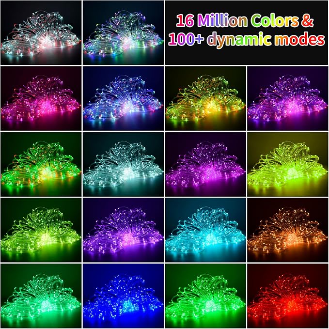 132FT 400 LED Rope Lights Outdoor, Waterproof 16 Million Colors Changing Fairy String Lights Plug in with Remote & APP Control, Smart Music Sync Twinkle Lighting for Outside Indoor Christmas