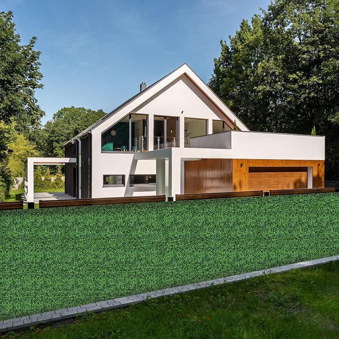 AOKIIE 20"x20" Artificial Grass Wall 24Pcs UV-Anti Boxwood for Outdoor | Grass Wall Panels UV-Anti & Weatherproof Boxwood Hedge, Privacy Greenery Screen for Outdoor Patio, Garden Fence Backdrop