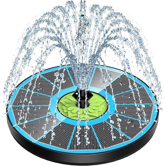 SZMP Upgraded 3.5W Full Glass Panel Solar Fountain for Bird Bath, Floating No-Installation Solar Powered Water Fountain Pump with 7 Nozzles, for Garden, Pond Decor (Blue)