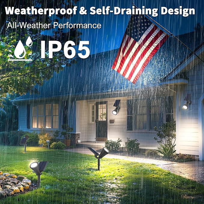 JEJOT 8 Pack Solar Lights Outdoor Waterproof,Cool White Light,2 Lighting Modes,Solar Powered Spotlights for Yard Garden Solar Spot Lights for Flag Landscape Auto On/Off